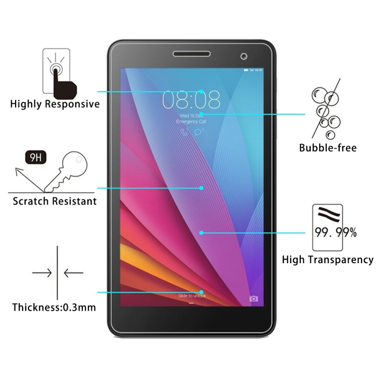 100 PCS 0.3mm 9H Full Screen Tempered Glass Film for Huawei MediaPad T1 7.0