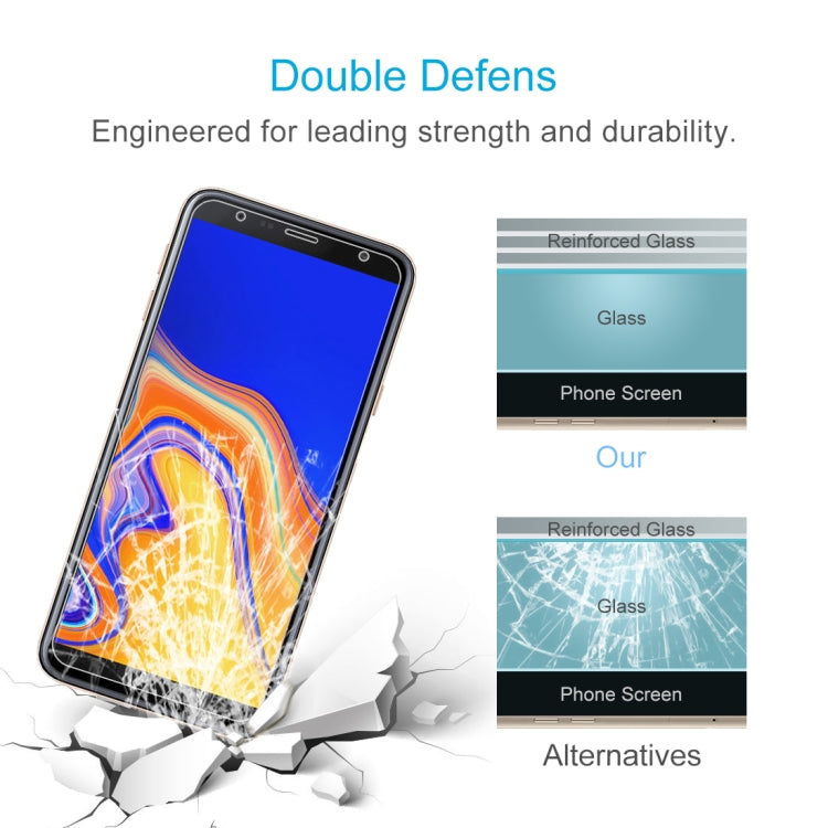 50 PCS 0.26mm 9H 2.5D Tempered Glass Film for Galaxy J4+, No Retail Package