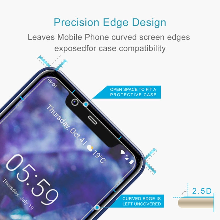 50 PCS 0.26mm 9H 2.5D Tempered Glass Film for Nokia 5.1 Plus (Nokia X5), No Retail Package