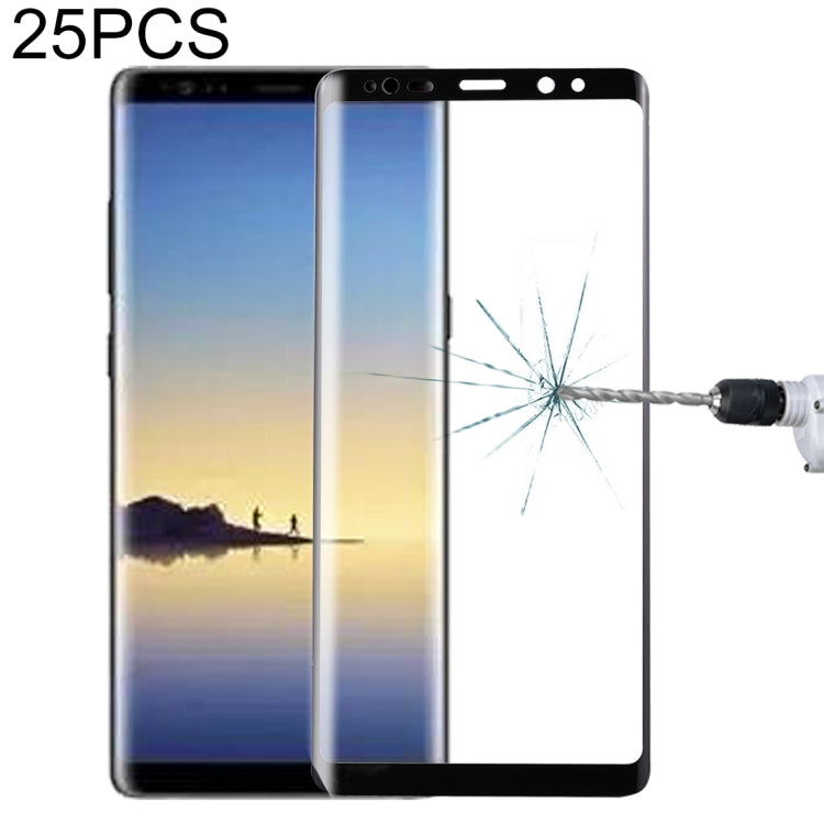 25 PCS For Galaxy Note 8 0.3mm 9H Surface Hardness 3D Curved Silk-screen Full Screen Tempered Glass Screen Protector
