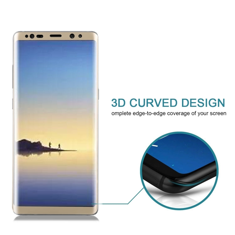25 PCS For Galaxy Note 8 0.3mm 9H Surface Hardness 3D Curved Silk-screen Full Screen Tempered Glass Screen Protector