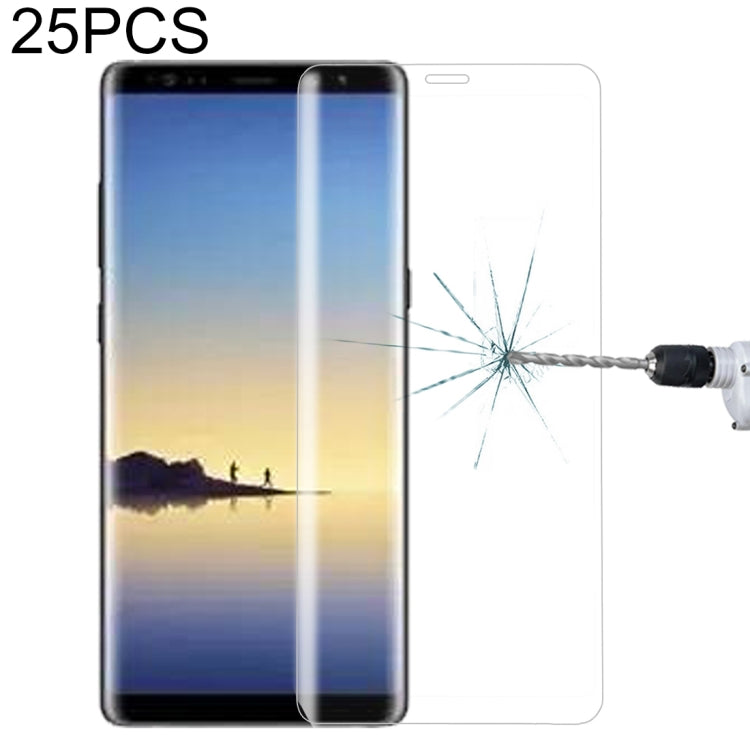 25 PCS For Galaxy Note 8 0.3mm 9H Surface Hardness 3D Curved Silk-screen Full Screen Tempered Glass Screen Protector