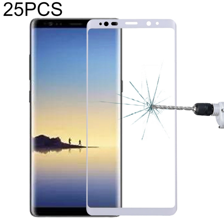 25 PCS For Galaxy Note 8 0.3mm 9H Surface Hardness 3D Curved Silk-screen Full Screen Tempered Glass Screen Protector