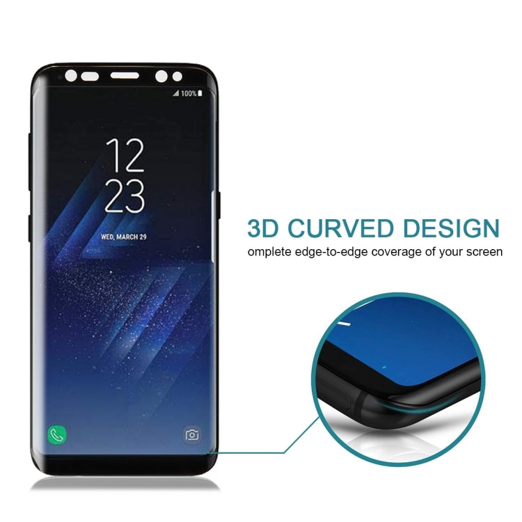 25 PCS For S8 / G950 0.26mm 9H surface hardness 3D curved screen full-screen tempered glass screen protector (black)(Black)