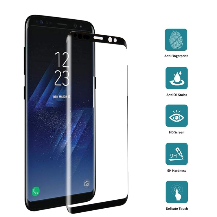 25 PCS For Galaxy S8 Plus / G955 0.26mm 9H Surface Hardness 3D Curved Silk-screen Fully Adhesive Fully Adhesive Full Screen Tempered Glass Screen Protector(Black)