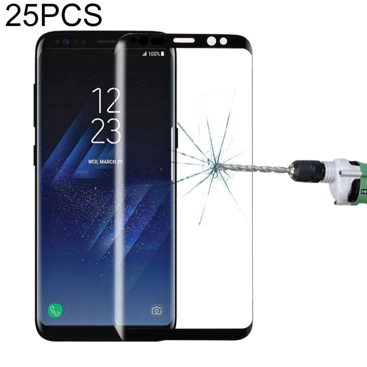 25 PCS For Galaxy S8 Plus / G9550 0.3mm 9H Surface Hardness 3D Curved Silk-screen Full Screen Tempered Glass Screen Protector (Black)