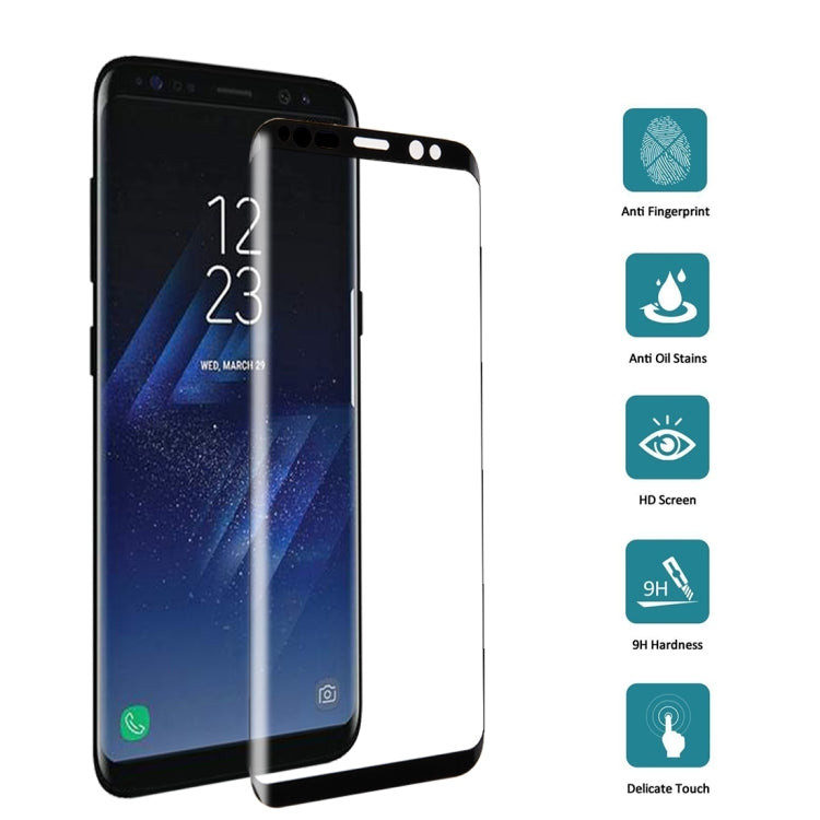 25 PCS For Galaxy S8 Plus / G9550 0.3mm 9H Surface Hardness 3D Curved Silk-screen Full Screen Tempered Glass Screen Protector (Black)