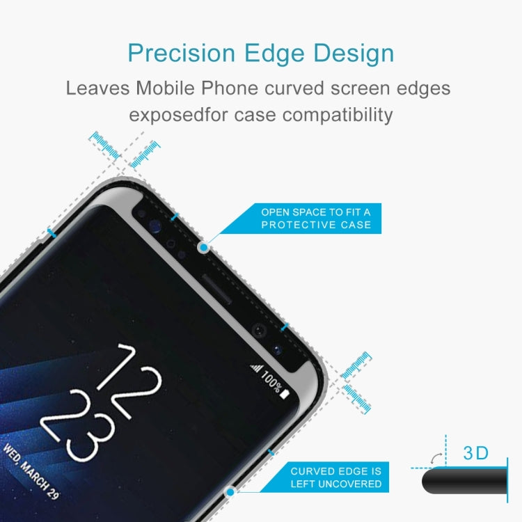 25 PCS For Galaxy S8 Plus / G955 0.26mm 9H Surface Hardness 3D Explosion-proof Non-full Edge Glue Screen Curved Case Friendly Tempered Glass Film