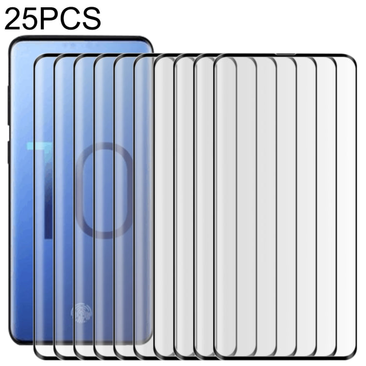 25 PCS For Galaxy S10 0.3mm 9H Surface Hardness 3D Curved Edge Tempered Glass Screen Protector, Fingerprint Unlock Is Not Supported