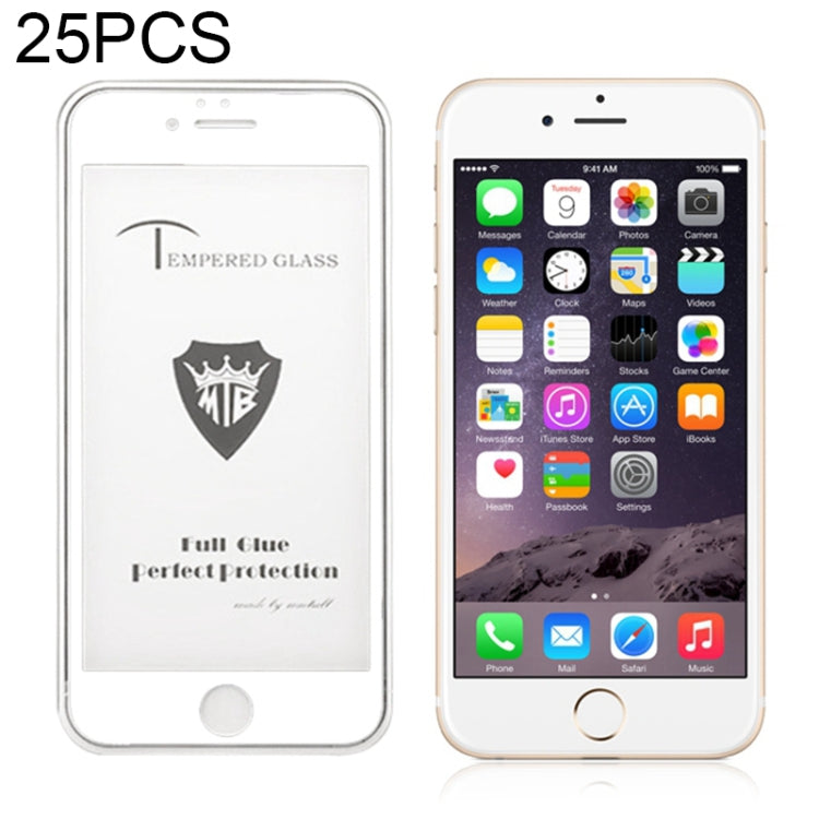 25 PCS Full Screen Full Glue Anti-fingerprint Tempered Glass Film for iPhone 6 Plus & 6s Plus