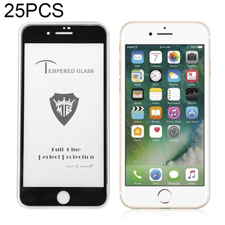 25 PCS Full Screen Full Glue Anti-fingerprint Tempered Glass Film for iPhone 8 Plus & 7 Plus