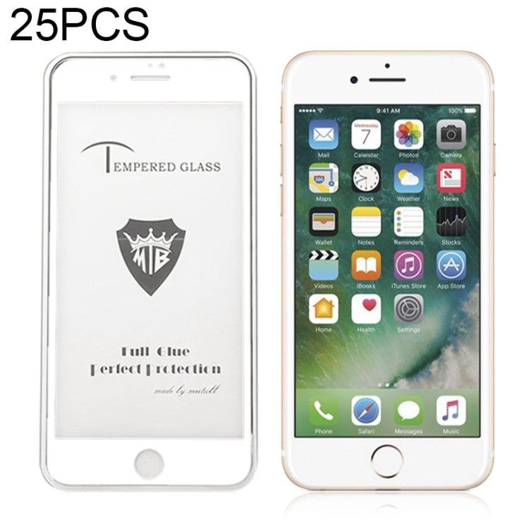 25 PCS Full Screen Full Glue Anti-fingerprint Tempered Glass Film for iPhone 8 Plus & 7 Plus
