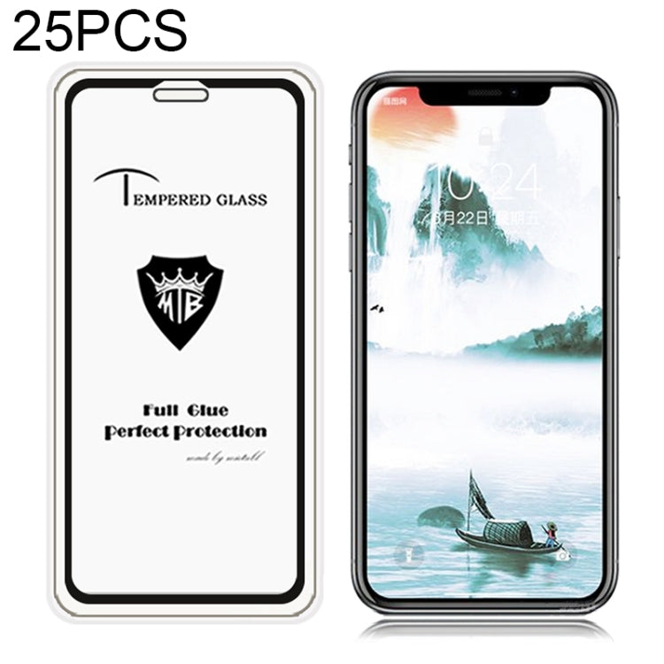 For iPhone XR 25pcs Full Screen Full Glue Anti-fingerprint Tempered Glass Film (Black)