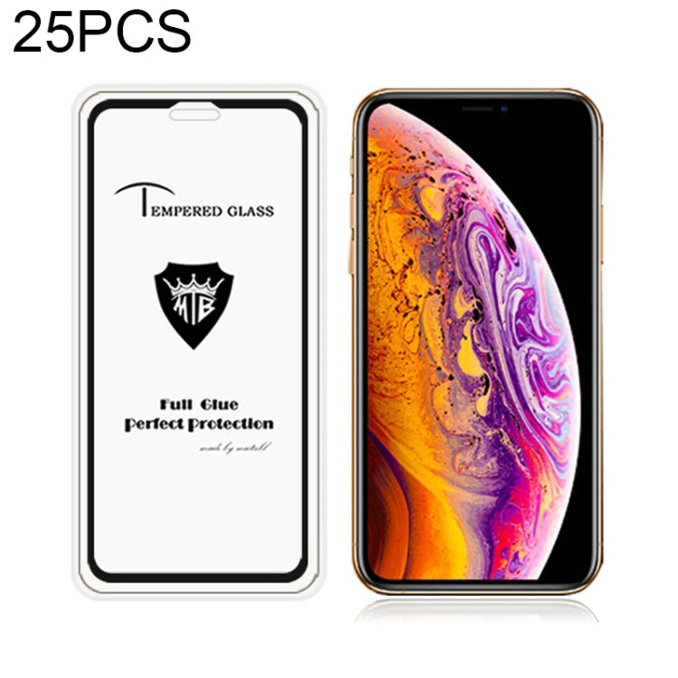 For iPhone X / XS 25pcs Full Screen Full Glue Anti-fingerprint Tempered Glass Film (Black)