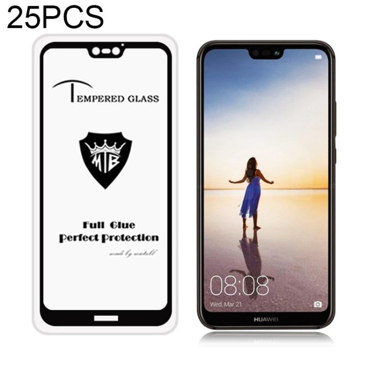 25 PCS MIETUBL Full Screen Full Glue Anti-fingerprint Tempered Glass Film for Huawei P20 Lite / Nova 3e (Black)