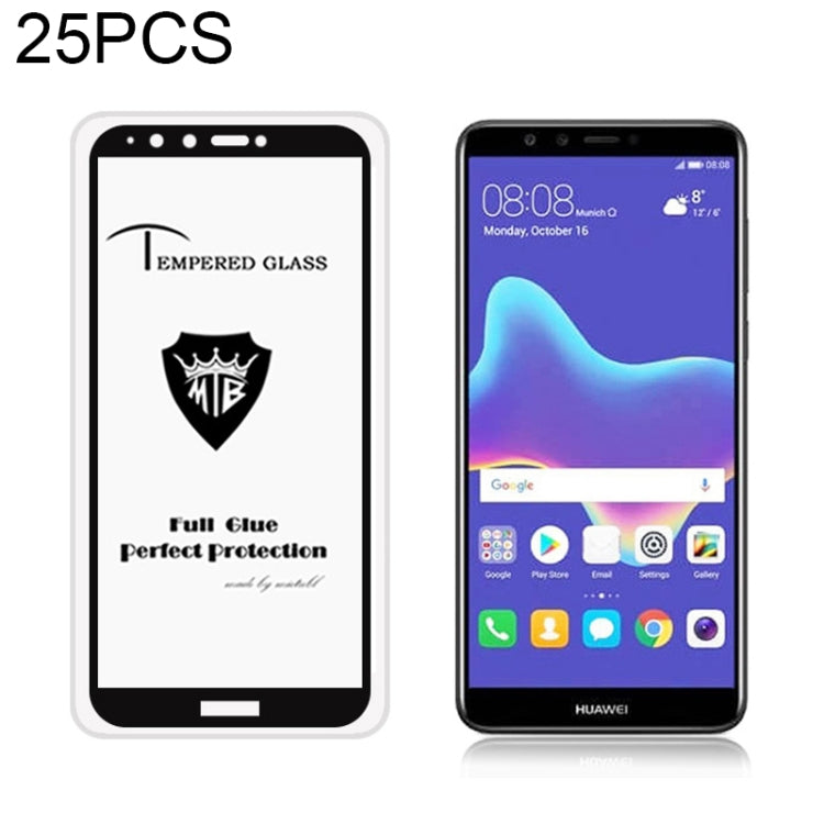25 PCS MIETUBL Full Screen Full Glue Anti-fingerprint Tempered Glass Film for Huawei Y9 (2018)