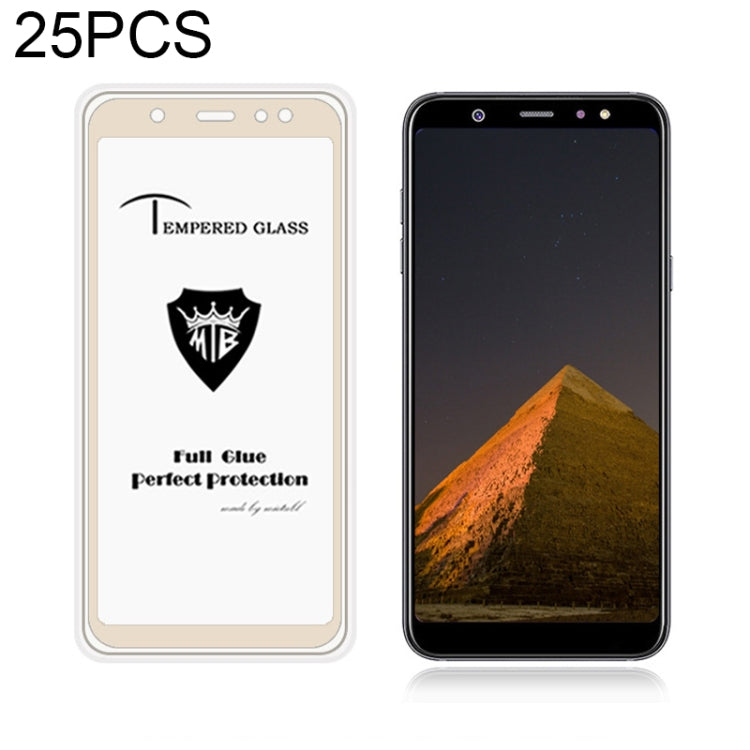 25 PCS MIETUBL Full Screen Full Glue Anti-fingerprint Tempered Glass Film for Galaxy A6+ (2018)
