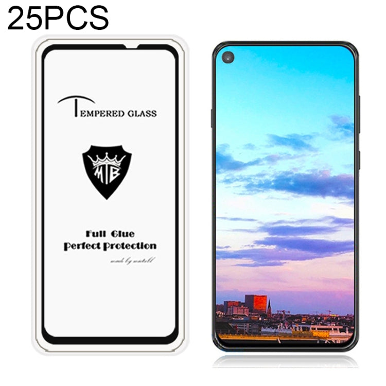 25 PCS MIETUBL Full Screen Full Glue Anti-fingerprint Tempered Glass Film for Galaxy A8s (Black)