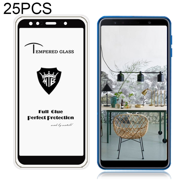 25 PCS MIETUBL Full Screen Full Glue Anti-fingerprint Tempered Glass Film for Galaxy A7 (2018) (Black)