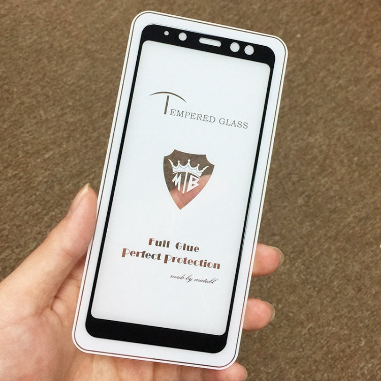 MIETUBL Full Screen Full Glue Anti-fingerprint Tempered Glass Film for Galaxy Galaxy A8 (2018) (Black)