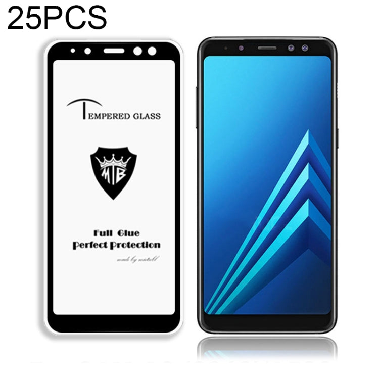 25 PCS MIETUBL Full Screen Full Glue Anti-fingerprint Tempered Glass Film for Galaxy A8 (2018) (Black)
