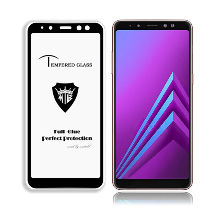 MIETUBL Full Screen Full Glue Anti-fingerprint Tempered Glass Film for Galaxy A8+ (2018) (Black)