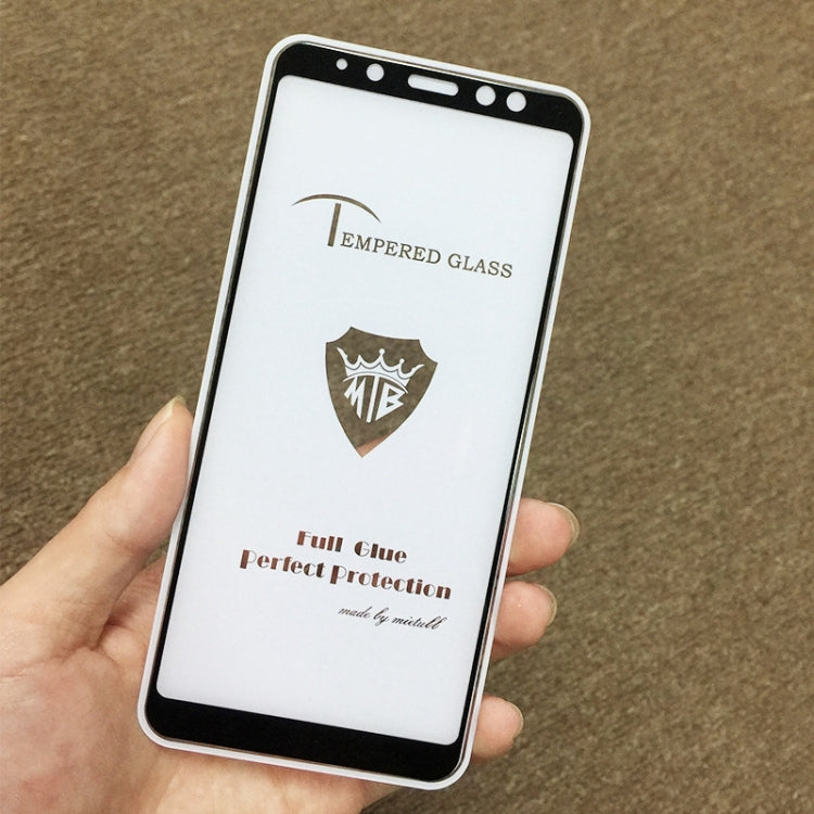 MIETUBL Full Screen Full Glue Anti-fingerprint Tempered Glass Film for Galaxy A8+ (2018) (Black)