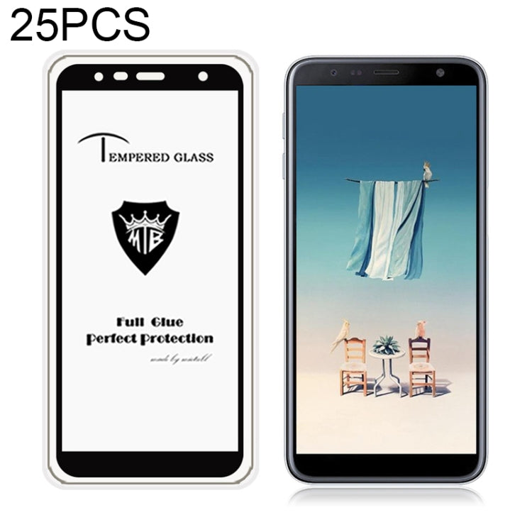 25 PCS MIETUBL Full Screen Full Glue Anti-fingerprint Tempered Glass Film for Galaxy J4+ (Black)