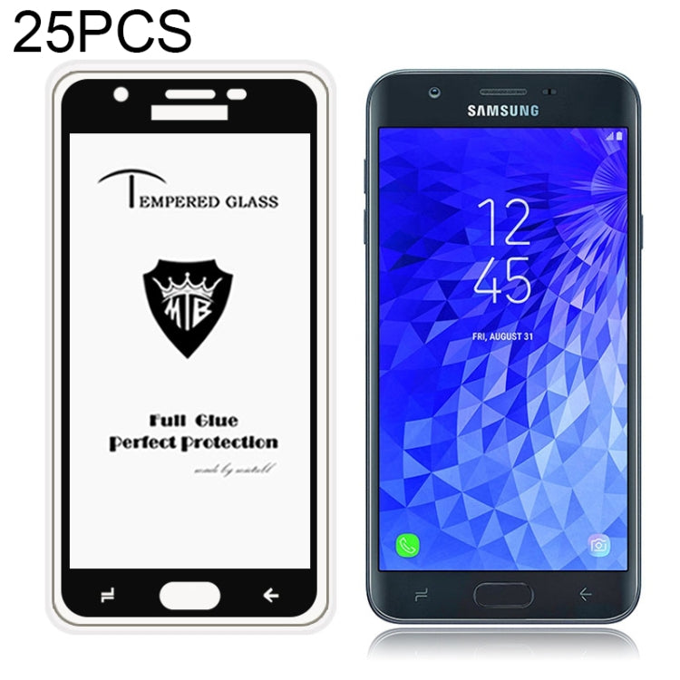 25 PCS MIETUBL Full Screen Full Glue Anti-fingerprint Tempered Glass Film for Galaxy J7 (2018) (Black)