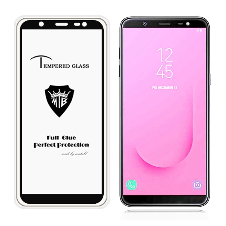 MIETUBL Full Screen Full Glue Anti-fingerprint Tempered Glass Film for Galaxy J8 (2018) (Black)