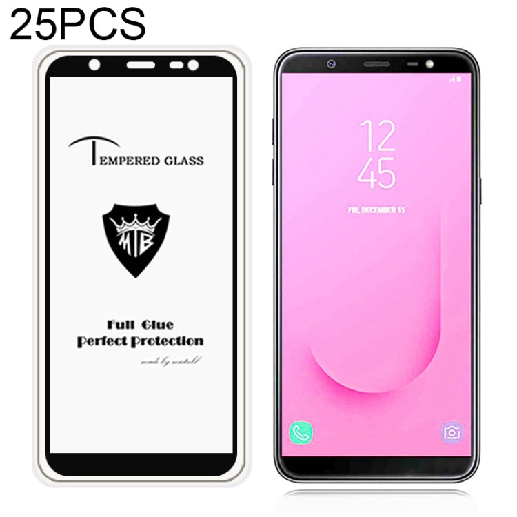 25 PCS MIETUBL Full Screen Full Glue Anti-fingerprint Tempered Glass Film for Galaxy J8 (2018) (Black)