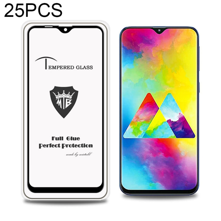 25 PCS MIETUBL Full Screen Full Glue Anti-fingerprint Tempered Glass Film for Galaxy M20 (Black)