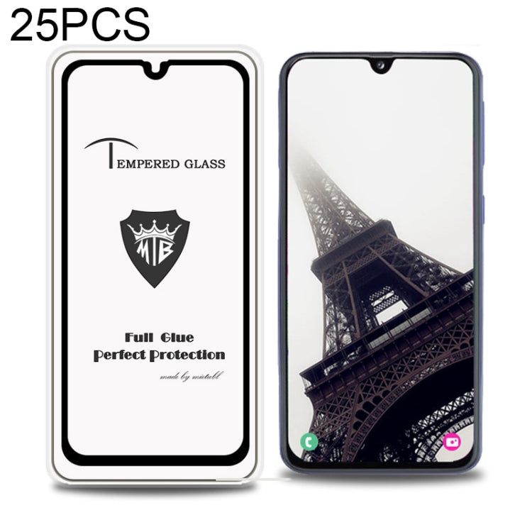 25 PCS MIETUBL Full Screen Full Glue Anti-fingerprint Tempered Glass Film for Galaxy A40 (Black)