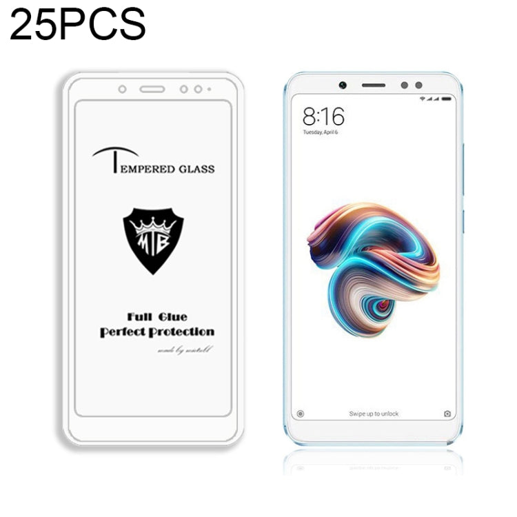25 PCS MIETUBL Full Screen Full Glue Anti-fingerprint Tempered Glass Film for Xiaomi Redmi Note 5 Pro