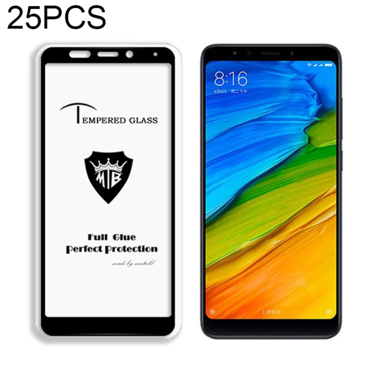 25 PCS MIETUBL Full Screen Full Glue Anti-fingerprint Tempered Glass Film for Xiaomi Redmi Note 5