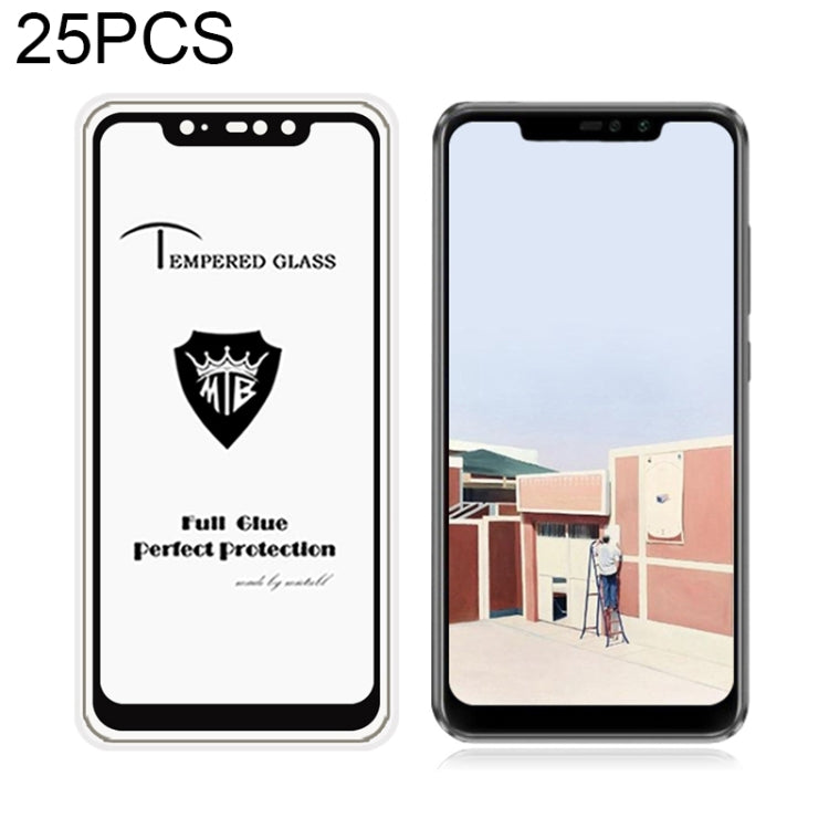25 PCS MIETUBL Full Screen Full Glue Anti-fingerprint Tempered Glass Film for Xiaomi Redmi Note 6 Pro (Black)