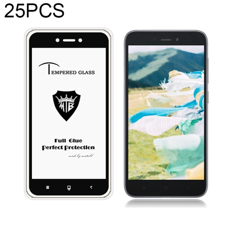 25 PCS MIETUBL Full Screen Full Glue Anti-fingerprint Tempered Glass Film for Xiaomi Redmi Go (Black)