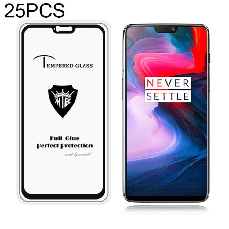25 PCS MIETUBL Full Screen Full Glue Anti-fingerprint Tempered Glass Film for OnePlus 6 (Black)