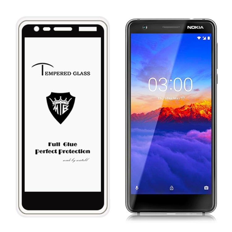 MIETUBL Full Screen Full Glue Anti-fingerprint Tempered Glass Film for Nokia 3.1 (Black)