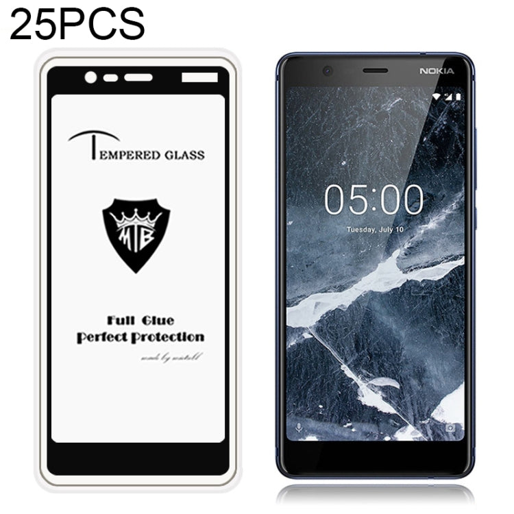 25 PCS MIETUBL Full Screen Full Glue Anti-fingerprint Tempered Glass Film for Nokia 5.1 (Black)