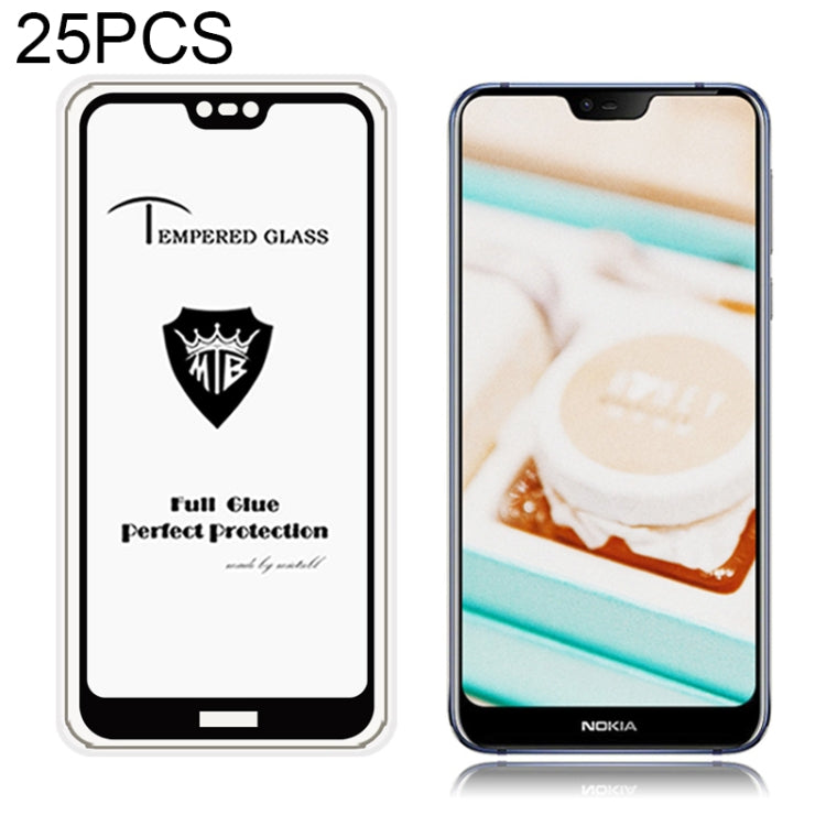 25 PCS MIETUBL Full Screen Full Glue Anti-fingerprint Tempered Glass Film for Nokia 7.1 (Black)