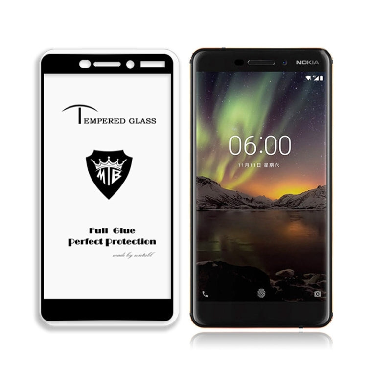 MIETUBL Full Screen Full Glue Anti-fingerprint Tempered Glass Film for Nokia 6.1 (Black)