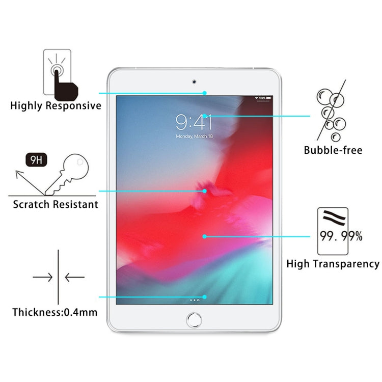 0.4mm 9H Surface Hardness Explosion-proof Tempered Glass Film for iPad mini 5 2019
