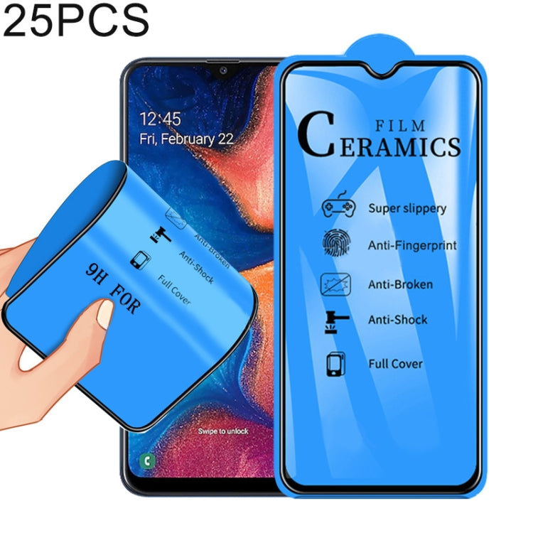 25 PCS 2.5D Full Glue Full Cover Ceramics Film for Galaxy A20e