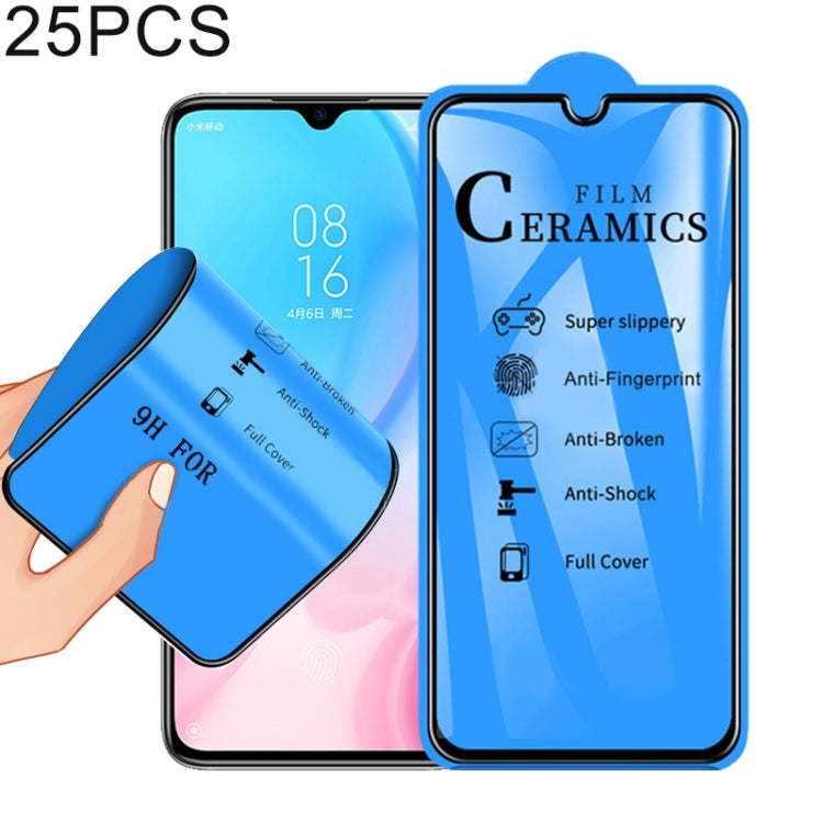 25 PCS 2.5D Full Glue Full Cover Ceramics Film for Xiaomi Mi A3 Lite / Mi CC9 / Mi 9