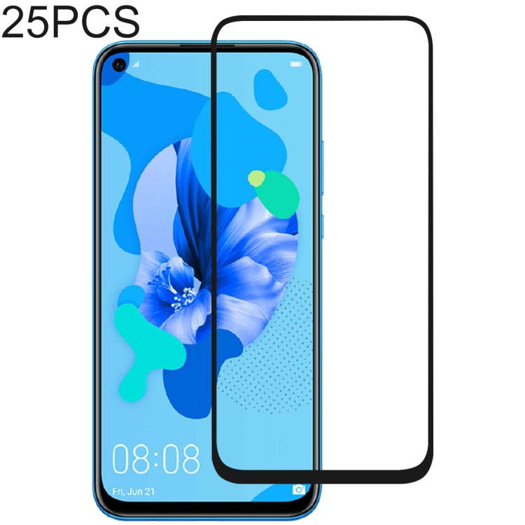 25 PCS Full Glue Full Cover Screen Protector Tempered Glass film for Huawei Nova 5i