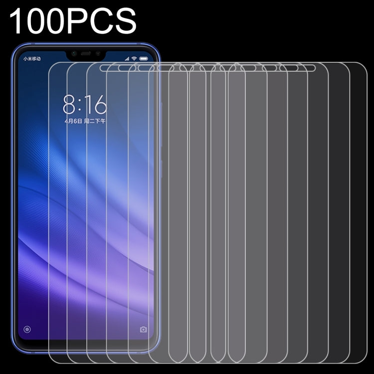 100 PCS 0.26mm 9H Surface Hardness 2.5D Full Screen Tempered Glass Film for Xiaomi Mi 8 Lite