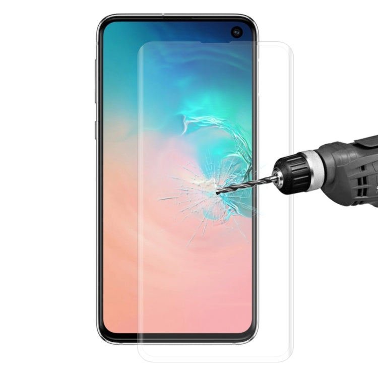 Edge Glue 3D Curved Edge Full Screen Tempered Glass Film for Galaxy S10 (Transparent)