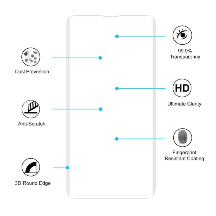 Edge Glue 3D Curved Edge Full Screen Tempered Glass Film for Galaxy S10+ (Transparent)