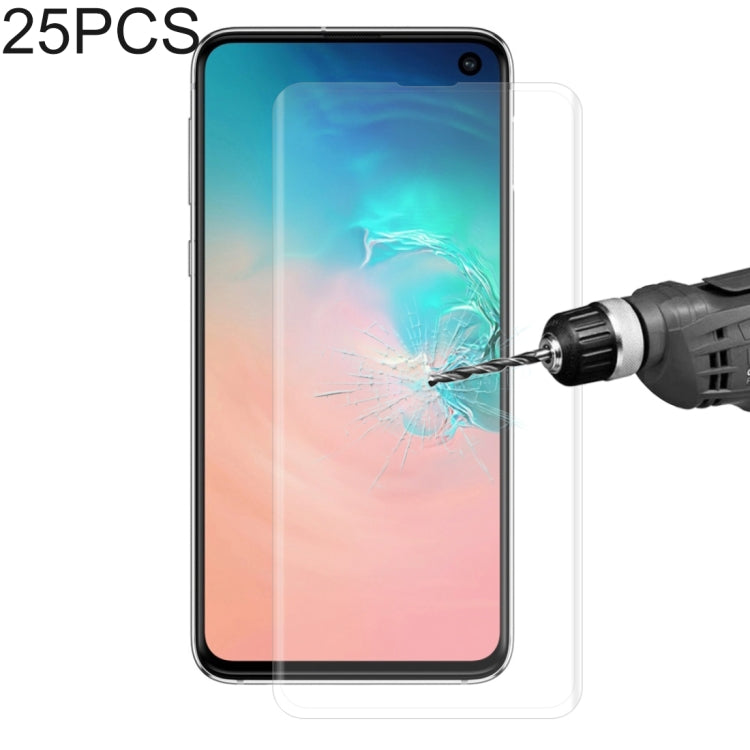 25 PCS Full Glue 3D Curved Edge Full Screen Tempered Glass Film for Galaxy S10 (Transparent)